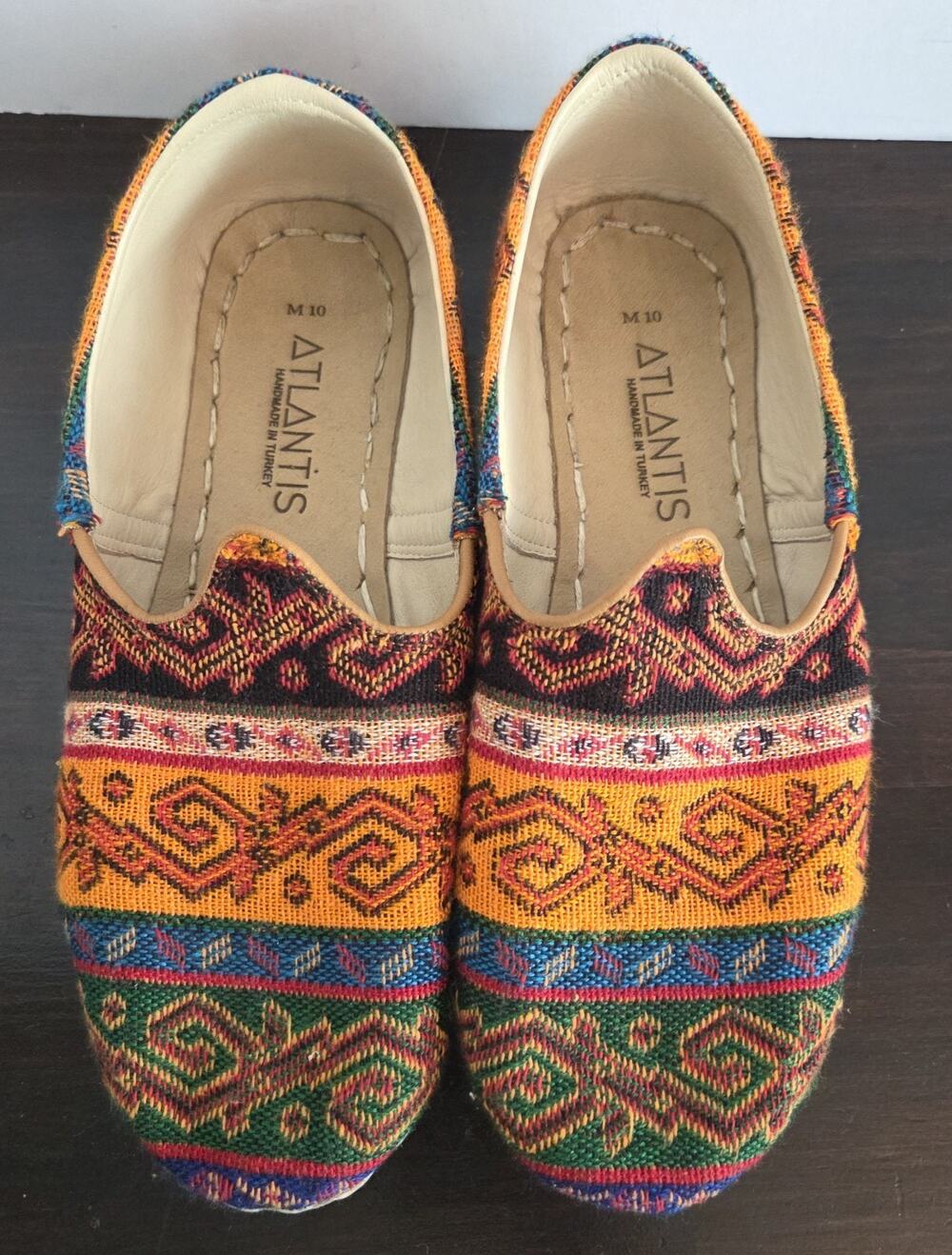 Atlantis Handmade Women Kilim Slip On Shoes Size 10 M Turkish Fabric Loafers
